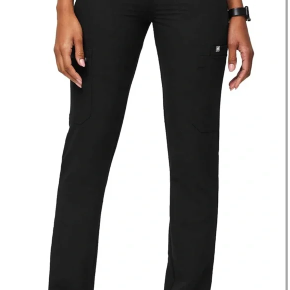 FIGS YOLA High Waisted Skinny Scrub Pants for Women - Black, Petite Small - Picture 2 of 6